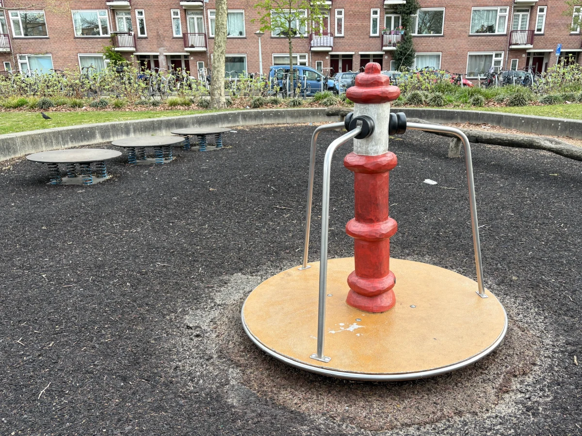 Red and orange merry-go-round and balance discs